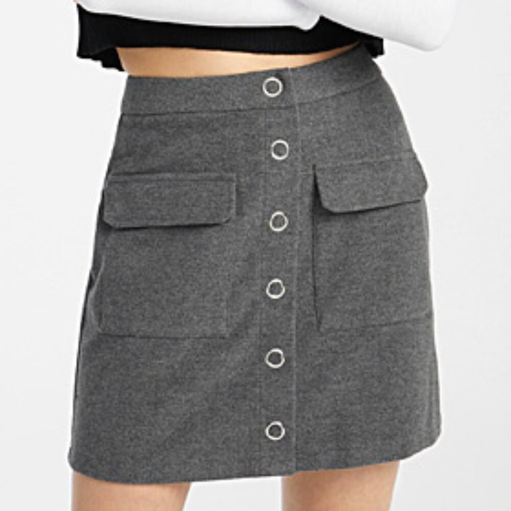 Simons TWIK Gray Button-Up Skirt | High Waisted | Size Medium | Usable P…